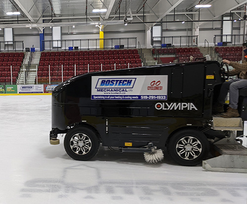 Bostech sponsors Olympia and rink boards.